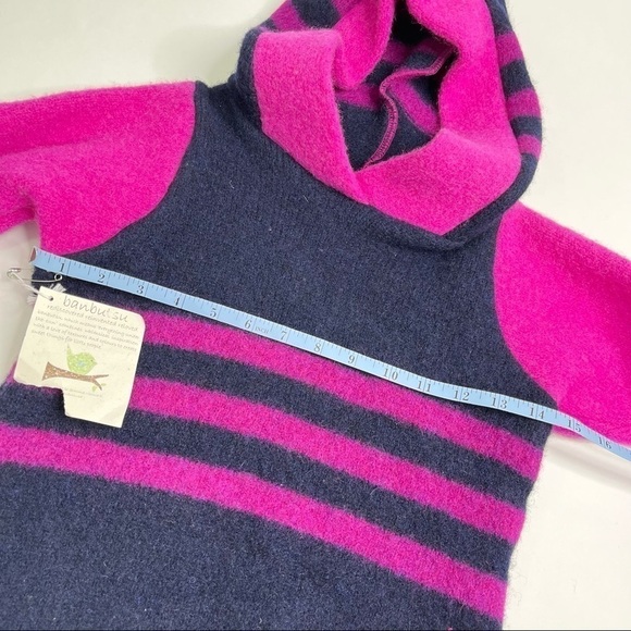 Rare! NEW Banbutsu 100% Wool Barbie Pink Purple Navy Striped Star Hoodie Shirt - Picture 13 of 14